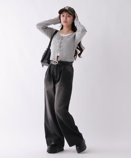 repipi armario(レピピ アルマリオ)の「レースアップTee(Tシャツ/カットソー・キッズ・オフホワイト/グレー/ブラック・SMALL/MEDIUM/LARGE)」の13枚目の写真