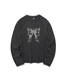SKULL RIBBON WAFFLE L/S TEE_CHARCOAL(NG2EFUT557A)