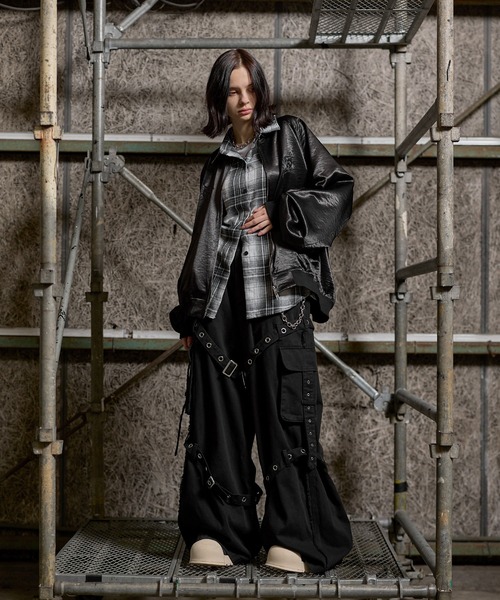 ERAR(エラー)の「【ERAR】トライバルハート刺繍ダブルジップオーバーサイズスカジャン(スカジャン・メンズ・ブラック系1/ブラック・XL/L/M/S)」の12枚目の写真