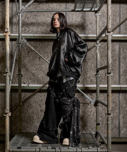 ERAR(エラー)の「【ERAR】トライバルハート刺繍ダブルジップオーバーサイズスカジャン(スカジャン・メンズ・ブラック系1/ブラック・XL/L/M/S)」の15枚目の写真