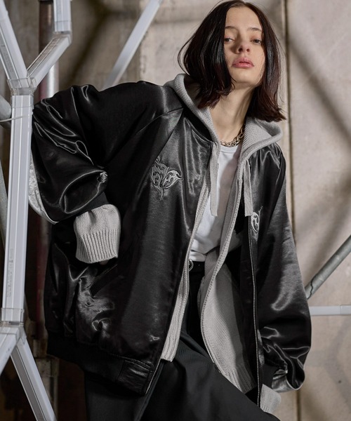 ERAR(エラー)の「【ERAR】トライバルハート刺繍ダブルジップオーバーサイズスカジャン(スカジャン・メンズ・ブラック系1/ブラック・XL/L/M/S)」の20枚目の写真