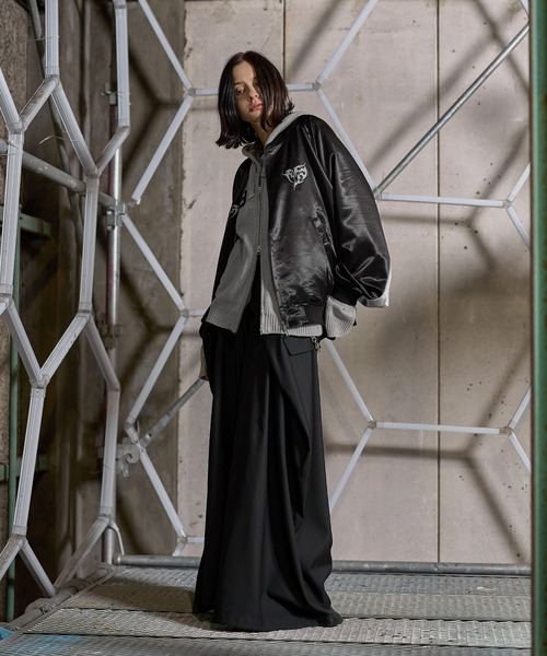 【ERAR】トライバルハート刺繍ダブルジップオーバーサイズスカジャン ERAR スカジャン 「ERAR」トライバルハート刺繍ダブルジップオーバー