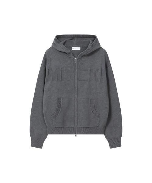 Miseki SEOUL（ミセキソウル）の「Logo knit hoodie zip-up CHARCOAL（パーカー・レディース・その他・ONE SIZE）」の2枚目の写真