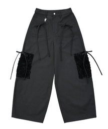Ribbon Cotton Pants (Charcoal)