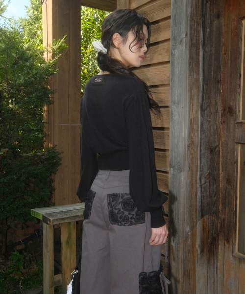 SIWEOL107（シウォル107）の「Ribbon Cotton Pants (Charcoal)（その他パンツ・レディース・チャコール・S/M）」の4枚目の写真