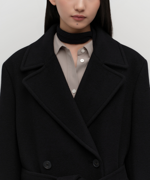 MUSINSA STANDARD WOMAN（ムシンサスタンダードウーマン）の「ウィメンズカシミヤブレンドオーバーショルダートレンチコート[ブラック]（チェスターコート・レディース・その他・SMALL/MEDIUM/LARGE/X-SMALL）」の5枚目の写真
