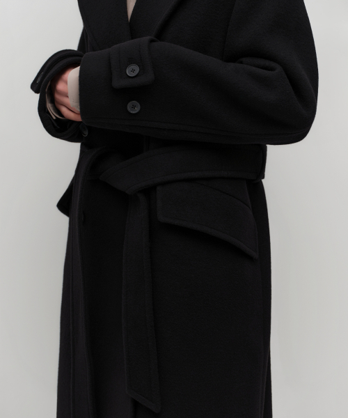 MUSINSA STANDARD WOMAN（ムシンサスタンダードウーマン）の「ウィメンズカシミヤブレンドオーバーショルダートレンチコート[ブラック]（チェスターコート・レディース・その他・SMALL/MEDIUM/LARGE/X-SMALL）」の4枚目の写真