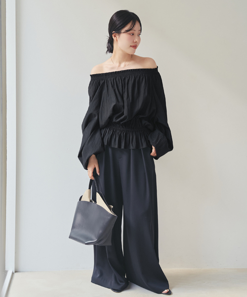 plage(プラージュ)の「Tuck Wide パンツ(その他パンツ・レディース・ブラック/ホワイト・34/36/38)」の8枚目の写真