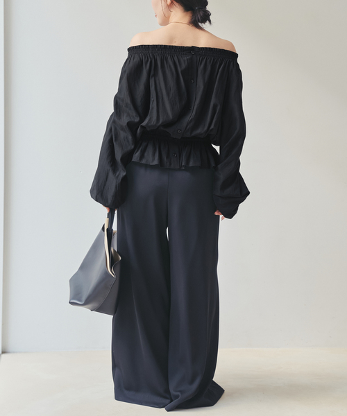 plage(プラージュ)の「Tuck Wide パンツ(その他パンツ・レディース・ブラック/ホワイト・34/36/38)」の10枚目の写真