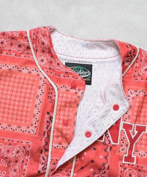 MARKEY'S(マーキーズ)の「ペイズリーメッシュベースボールシャツ/セットアップ可(シャツ/ブラウス・キッズ・レッド/ブラック・80/90/100/110/120/130/140/150)」の11枚目の写真