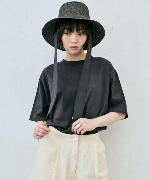 AIC.（エーアイシー）の「汗染み防止加工オーバーサイズTシャツ（Tシャツ/カットソー・レディース・グレー/オフホワイト/ライトブラック/ブラウン/ピンク・FREE）」の18枚目の写真
