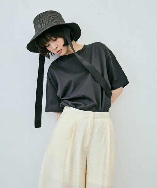 AIC.（エーアイシー）の「汗染み防止加工オーバーサイズTシャツ（Tシャツ/カットソー・レディース・グレー/オフホワイト/ライトブラック/ブラウン/ピンク・FREE）」の19枚目の写真