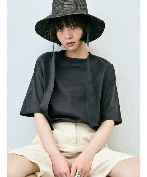 AIC.（エーアイシー）の「汗染み防止加工オーバーサイズTシャツ（Tシャツ/カットソー・レディース・グレー/オフホワイト/ライトブラック/ブラウン/ピンク・FREE）」の20枚目の写真