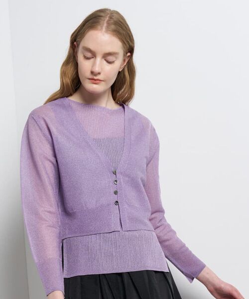 お値下げしました！LANVIN シフォンカーディガン グレー セール】シアーVネックカーディガン（ニット/セーター）｜LANVIN en