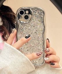 THE MILES（ザ マイルズ）の「"01"≪iPhone17/iPhone17Pro/iPhone Air 対応≫ニュアンスカーブ メタリックフレーム グリッターラメ iPhoneケース（スマホケース/カバー）」