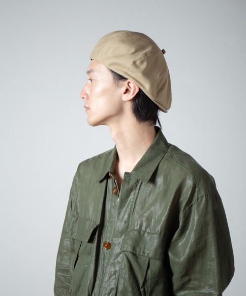 RACAL(ラカル)の「Organic Cotton Back Satin 8Panel Beret Cas / オーガニックコットンバックサテン8パネベレーキャス(キャスケット・メンズ・ブラック/ベージュ・MEDIUM/LARGE)」の2枚目の写真
