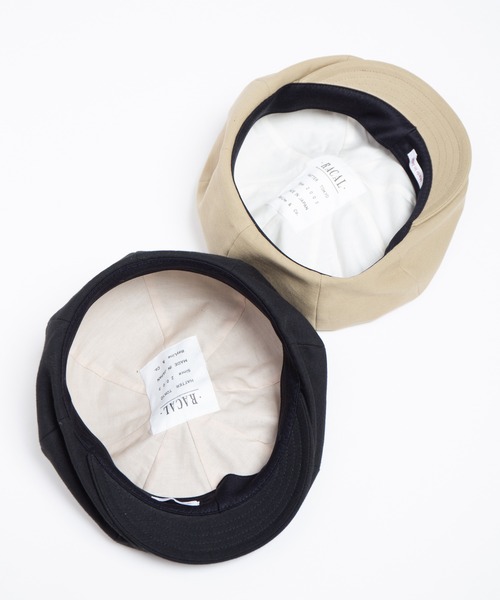 RACAL(ラカル)の「Organic Cotton Back Satin 8Panel Beret Cas / オーガニックコットンバックサテン8パネベレーキャス(キャスケット・メンズ・ブラック/ベージュ・MEDIUM/LARGE)」の4枚目の写真