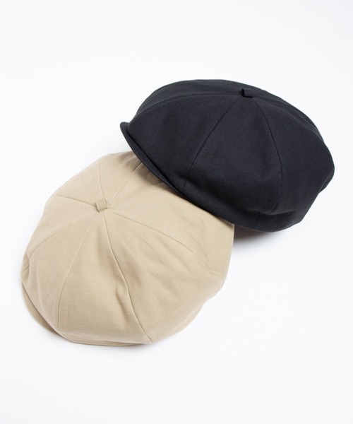 RACAL(ラカル)の「Organic Cotton Back Satin 8Panel Beret Cas / オーガニックコットンバックサテン8パネベレーキャス(キャスケット・メンズ・ブラック/ベージュ・MEDIUM/LARGE)」の8枚目の写真