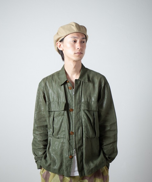 RACAL(ラカル)の「Organic Cotton Back Satin 8Panel Beret Cas / オーガニックコットンバックサテン8パネベレーキャス(キャスケット・メンズ・ブラック/ベージュ・MEDIUM/LARGE)」の17枚目の写真