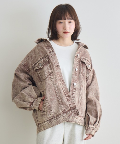 RU.TI.LE(ルチル)の「【RU.TI.LE】ケミカル加工オーバーデニムジャケット(デニムジャケット・レディース・ブラウン/ベージュ・MEDIUM)」の2枚目の写真