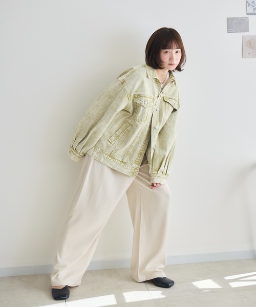 RU.TI.LE(ルチル)の「【RU.TI.LE】ケミカル加工オーバーデニムジャケット(デニムジャケット・レディース・ブラウン/ベージュ・MEDIUM)」の6枚目の写真