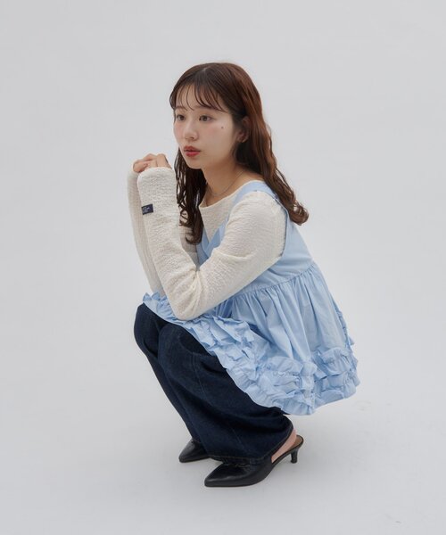 DISCOAT(ディスコート)の「【umm.】裾フリルノースリブラウス(シャツ/ブラウス・レディース・ブラック/オフホワイト/サックスブルー・FREE)」の8枚目の写真