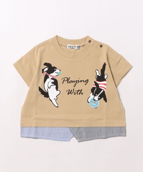 RAGMART(ラグマート)の「アニマルプリント半袖Tシャツ(Tシャツ/カットソー・キッズ・グリーン/ベージュ/ブルー/オフホワイト・95cm/90cm/80cm)」の3枚目の写真