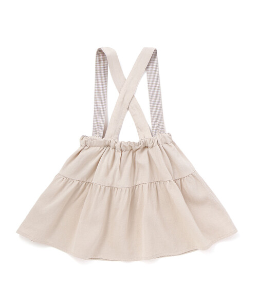 BeBe（ベベ）の「針抜き丸襟長袖ブラウス+サスペンダースカートセット（その他ベビーウェア・キッズ・ブルー/ベージュ・90cm/80ｃｍ）」の3枚目の写真