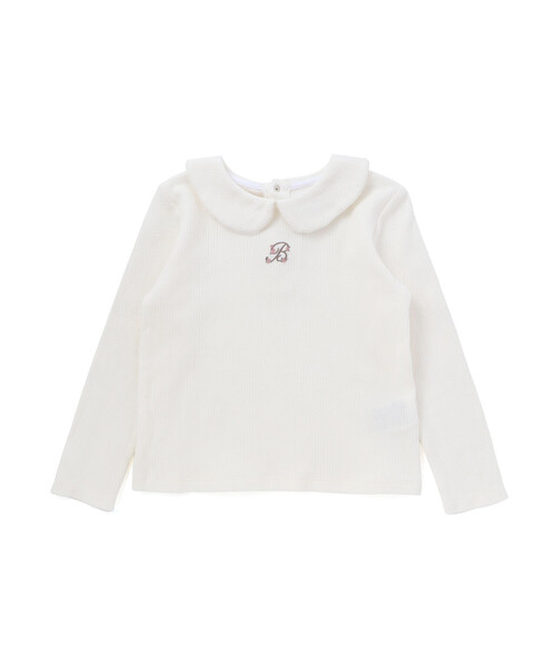 BeBe（ベベ）の「針抜き丸襟長袖ブラウス+サスペンダースカートセット（その他ベビーウェア・キッズ・ブルー/ベージュ・90cm/80ｃｍ）」の4枚目の写真