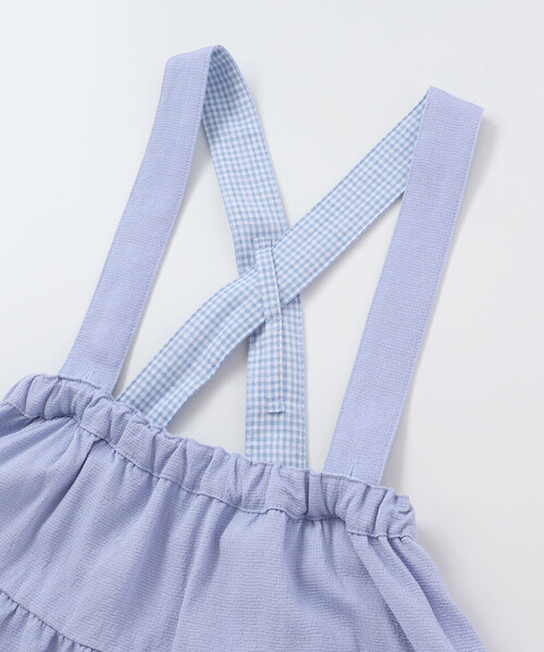 BeBe（ベベ）の「針抜き丸襟長袖ブラウス+サスペンダースカートセット（その他ベビーウェア・キッズ・ブルー/ベージュ・90cm/80ｃｍ）」の17枚目の写真