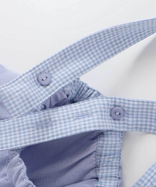 BeBe（ベベ）の「針抜き丸襟長袖ブラウス+サスペンダースカートセット（その他ベビーウェア・キッズ・ブルー/ベージュ・90cm/80ｃｍ）」の19枚目の写真