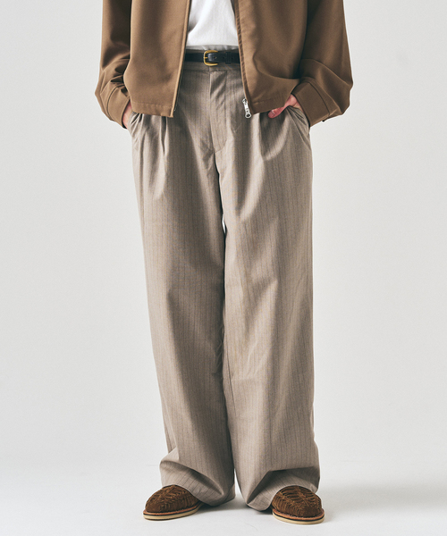 417 EDIFICE(フォーワンセブンエディフィス)の「TR ワイドイージーパンツ(スラックス・メンズ・ブラック/チャコールグレー/グレー/ベージュ/ベージュ系その他・SMALL/MEDIUM/LARGE)」の5枚目の写真