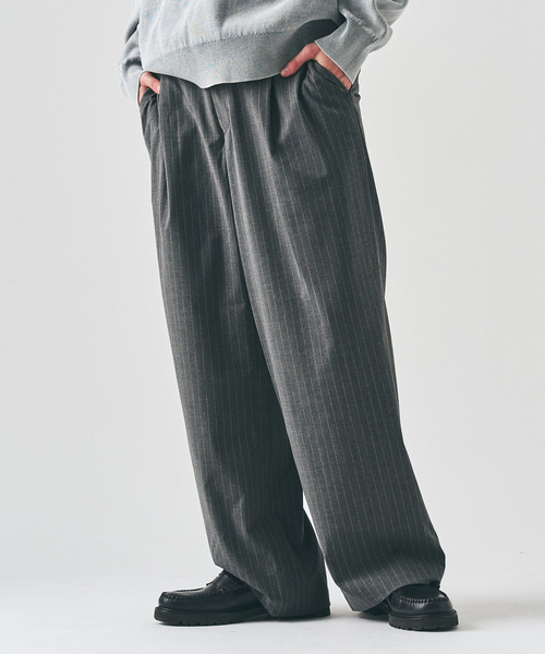 417 EDIFICE(フォーワンセブンエディフィス)の「TR ワイドイージーパンツ(スラックス・メンズ・ブラック/チャコールグレー/グレー/ベージュ/ベージュ系その他・SMALL/MEDIUM/LARGE)」の3枚目の写真