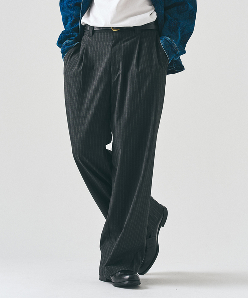 417 EDIFICE(フォーワンセブンエディフィス)の「TR ワイドイージーパンツ(スラックス・メンズ・ブラック/チャコールグレー/グレー/ベージュ/ベージュ系その他・SMALL/MEDIUM/LARGE)」の2枚目の写真