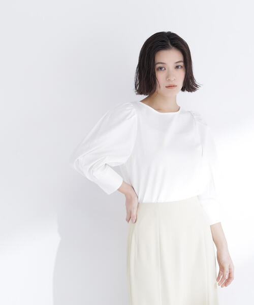 NATURAL BEAUTY BASIC(ナチュラルビューティーベーシック)の「◇パフスリーブカットソートップス(Tシャツ/カットソー・レディース・ラベンダー/チャコールグレー/オフホワイト・FREE)」の19枚目の写真