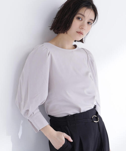NATURAL BEAUTY BASIC(ナチュラルビューティーベーシック)の「◇パフスリーブカットソートップス(Tシャツ/カットソー・レディース・ラベンダー/チャコールグレー/オフホワイト・FREE)」の22枚目の写真