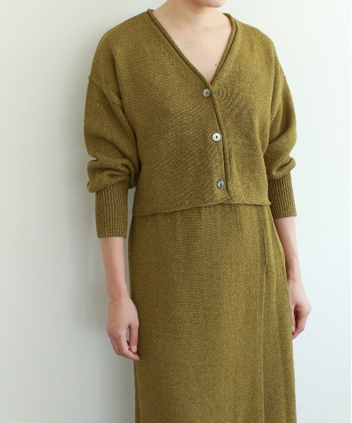 WALANCE（ワランス）の「paper knit 2way cardigan（カーディガン/ボレロ・レディース・ブラック/オリーブ/ベージュ×ブラック/サンドベージュ・FREE）」の4枚目の写真