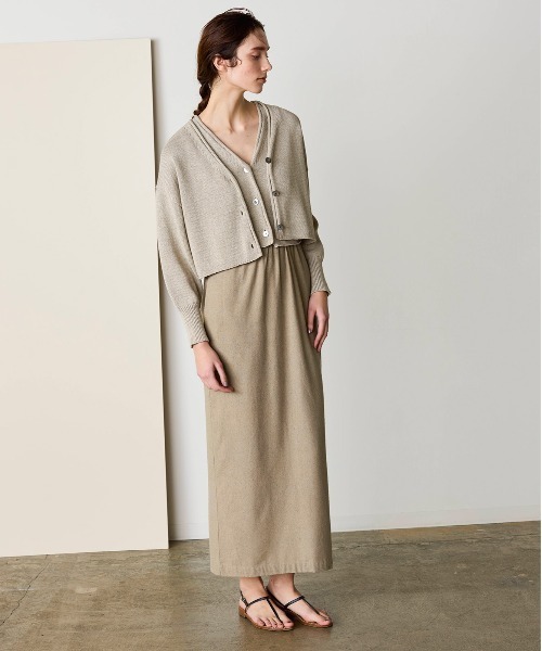 WALANCE（ワランス）の「paper knit 2way cardigan（カーディガン/ボレロ・レディース・ブラック/オリーブ/ベージュ×ブラック/サンドベージュ・FREE）」の6枚目の写真