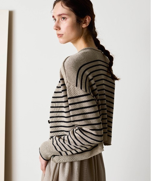 WALANCE（ワランス）の「paper knit 2way cardigan（カーディガン/ボレロ・レディース・ブラック/オリーブ/ベージュ×ブラック/サンドベージュ・FREE）」の8枚目の写真