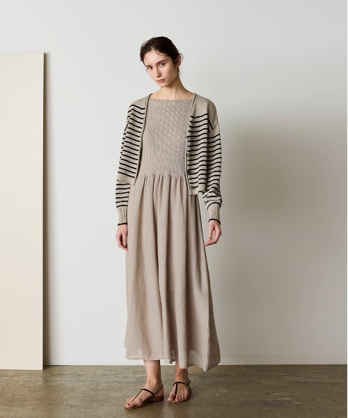 WALANCE（ワランス）の「paper knit 2way cardigan（カーディガン/ボレロ・レディース・ブラック/オリーブ/ベージュ×ブラック/サンドベージュ・FREE）」の9枚目の写真