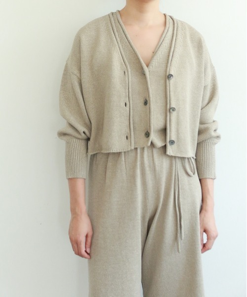WALANCE（ワランス）の「paper knit 2way cardigan（カーディガン/ボレロ・レディース・ブラック/オリーブ/ベージュ×ブラック/サンドベージュ・FREE）」の12枚目の写真