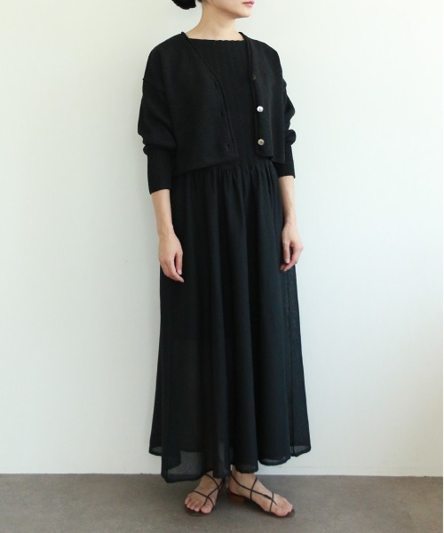 WALANCE（ワランス）の「paper knit 2way cardigan（カーディガン/ボレロ・レディース・ブラック/オリーブ/ベージュ×ブラック/サンドベージュ・FREE）」の15枚目の写真