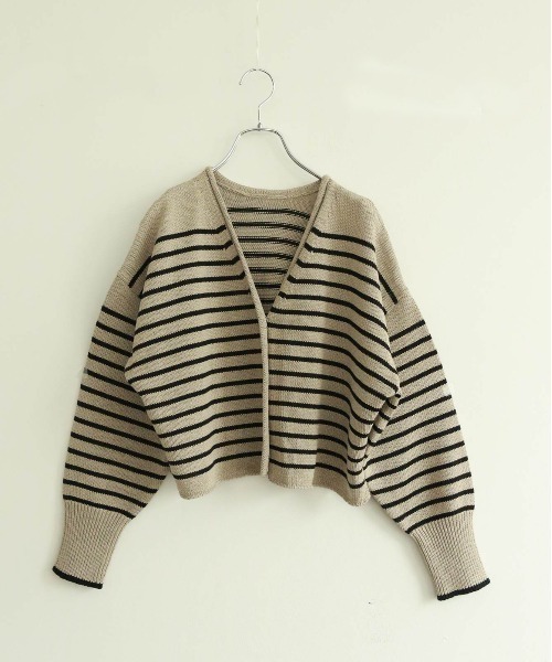 WALANCE（ワランス）の「paper knit 2way cardigan（カーディガン/ボレロ・レディース・ブラック/オリーブ/ベージュ×ブラック/サンドベージュ・FREE）」の21枚目の写真