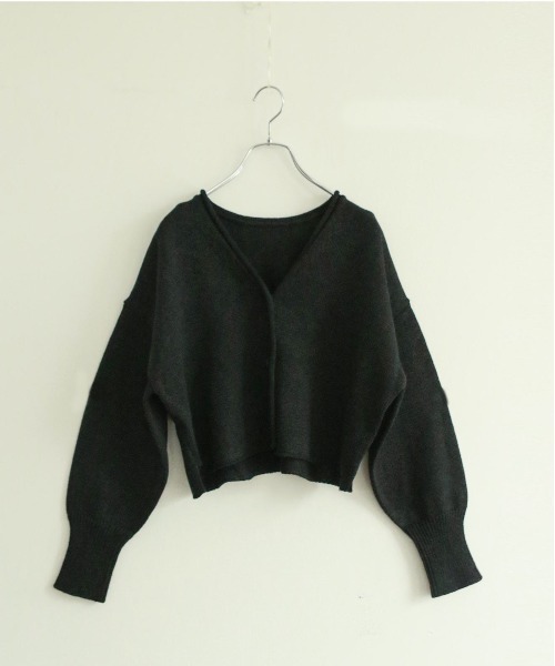 WALANCE（ワランス）の「paper knit 2way cardigan（カーディガン/ボレロ・レディース・ブラック/オリーブ/ベージュ×ブラック/サンドベージュ・FREE）」の22枚目の写真