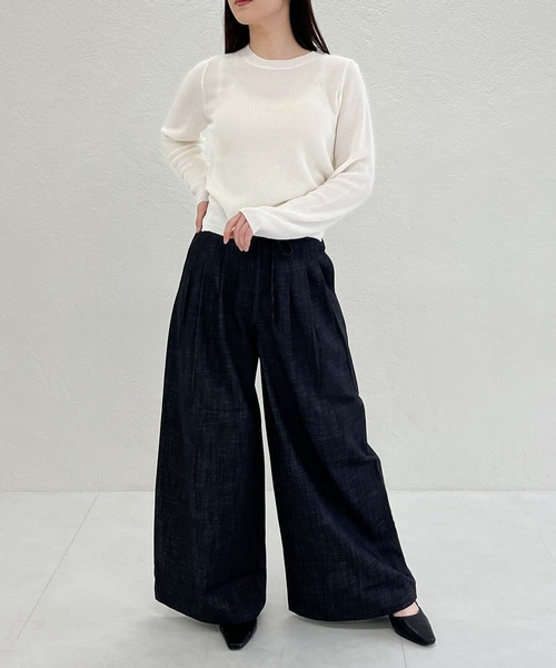 31 Sons de mode（トランテアン　ソン　ドゥ　モード）の「一部店舗限定 きれいめワイドストレートパンツ（スラックス・レディース・ホワイト/ブラック・S/M）」の10枚目の写真