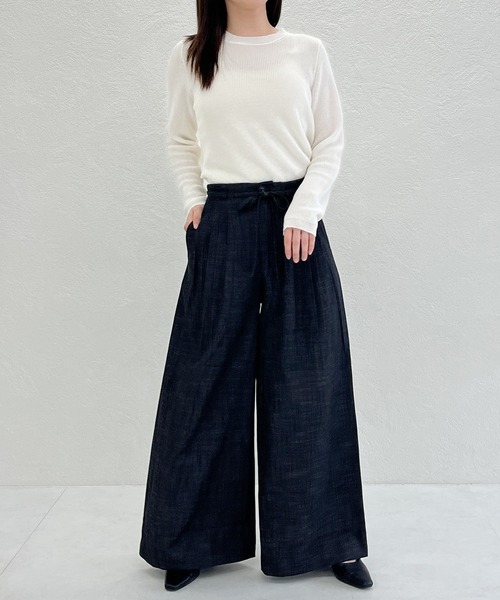 31 Sons de mode（トランテアン　ソン　ドゥ　モード）の「一部店舗限定 きれいめワイドストレートパンツ（スラックス・レディース・ホワイト/ブラック・S/M）」の12枚目の写真