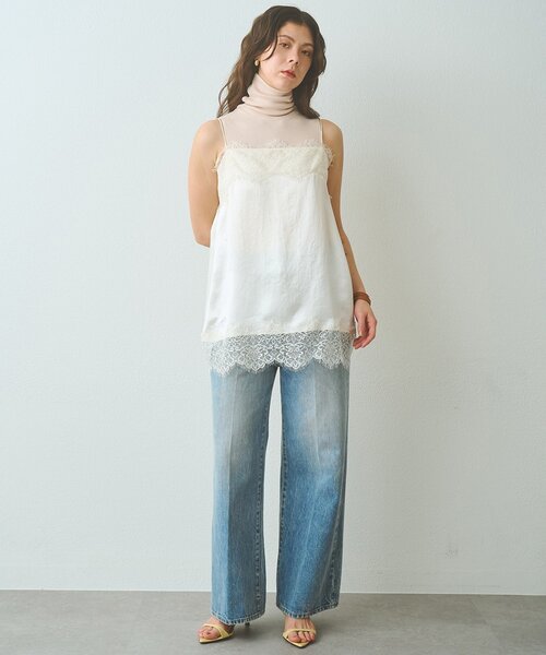 Whim Gazette(ウィムガゼット)の「サテンレースキャミソール(キャミソール・レディース・ブラック/アイボリー・FREE)」の3枚目の写真