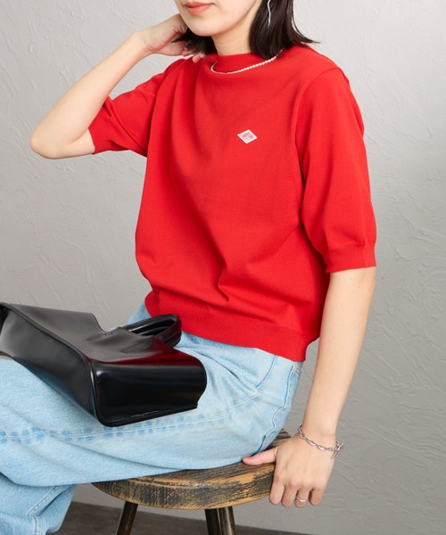 DANTON（ダントン）の「[DANTON/ダントン] ハーフスリーブ クルーネック サマーニット（ニット/セーター・レディース・ブルー/レッド/グレイッシュベージュ/ブラック・36）」の4枚目の写真