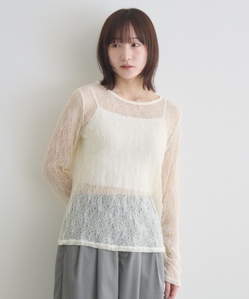 RU.TI.LE(ルチル)の「【RU.TI.LE】袖シャーリングレーストップス(Tシャツ/カットソー・レディース・アイボリー/グレイッシュベージュ/ブラック・MEDIUM)」の15枚目の写真