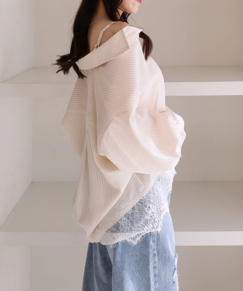 archives（アルシーヴ）の「レースコンビ２ｗａｙオフショルシャツ（シャツ/ブラウス・レディース・ブルー/ロイヤルブルー/ベージュ・MEDIUM）」の21枚目の写真